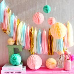20pcs Multicolor DIY Tissue Paper Tassel Garland Sets Baby Shower Anniversary Birthday Party Wedding Decoration Crafts Supplies