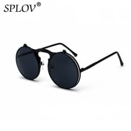 Vintage Steampunk Flip Sunglasses Retro Round Metal Sun Glasses for Men and Women Brand Designer Circle Oculos