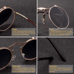 Vintage Steampunk Flip Sunglasses Retro Round Metal Sun Glasses for Men and Women Brand Designer Circle Oculos