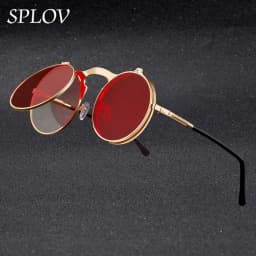 Vintage Steampunk Flip Sunglasses Retro Round Metal Sun Glasses for Men and Women Brand Designer Circle Oculos