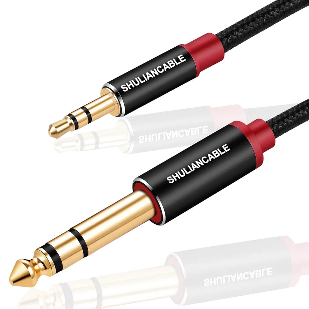 SHULIANCABLE 3.5mm to 6.35mm Stereo Audio Cable, 6.35 1/4" Male to 3.5 1/8" Male TRS Stereo Audio Cable for Guitar,iPod, Laptop,