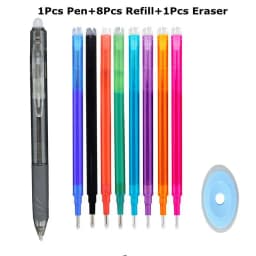 0.7mm Magic Erasable Pen Press Gel Pen Set 8 Colors Erasable Refill Rod Gel Ink Stationery Retractable Pens Washable Handle Rod