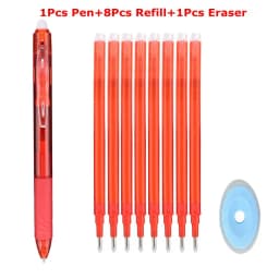 0.7mm Magic Erasable Pen Press Gel Pen Set 8 Colors Erasable Refill Rod Gel Ink Stationery Retractable Pens Washable Handle Rod