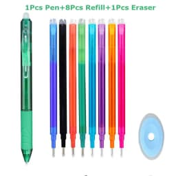 0.7mm Magic Erasable Pen Press Gel Pen Set 8 Colors Erasable Refill Rod Gel Ink Stationery Retractable Pens Washable Handle Rod