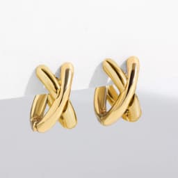 Punk Gold Plated Silver Color Mixing Metal Criss-cross Earrings for Women Geometric Small Ear Bone Aros Huggie Hoops Jewelry