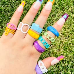 2021 New Trendy Hand-painted Candy Color Dripping Oil Geometric Chain Rings for Women Multicolor Irregular Open Rings Jewelry