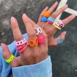 2021 New Trendy Hand-painted Candy Color Dripping Oil Geometric Chain Rings for Women Multicolor Irregular Open Rings Jewelry
