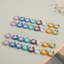 2021 New Trendy Hand-painted Candy Color Dripping Oil Geometric Chain Rings for Women Multicolor Irregular Open Rings Jewelry