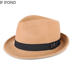Men Winter Thick Warm Felt Fedora Hats Wool Gentleman Jazz Cap Homburg Male Classical Narrow Brim Top Hat