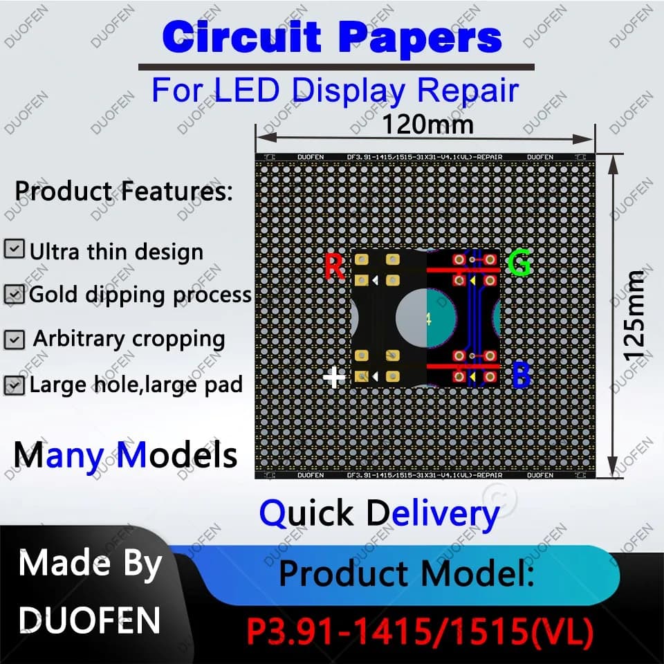 P3.91 series Circuit Paper,Double-sided solder pads, fully covered with large holes ,Used for repairing damaged PCB pads