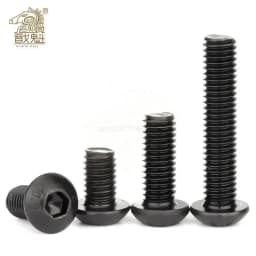 10-50pcs/lot ISO7380 Hex Screw M2 M2.5 M3 M4 M5 M6 M8 Black Button Head Hex Socket Cap Screw Hexagon Socket Round Head Screws