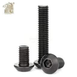 10-50pcs/lot ISO7380 Hex Screw M2 M2.5 M3 M4 M5 M6 M8 Black Button Head Hex Socket Cap Screw Hexagon Socket Round Head Screws
