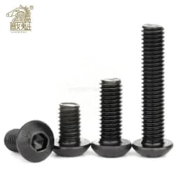 10-50pcs/lot ISO7380 Hex Screw M2 M2.5 M3 M4 M5 M6 M8 Black Button Head Hex Socket Cap Screw Hexagon Socket Round Head Screws
