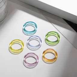 New Trendy Geometric Circle Stacked Finger Rings for Women Minimalist Transparent Multicolor Resin Acrylic Ring Korean Jewelry