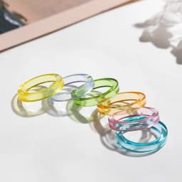 New Trendy Geometric Circle Stacked Finger Rings for Women Minimalist Transparent Multicolor Resin Acrylic Ring Korean Jewelry