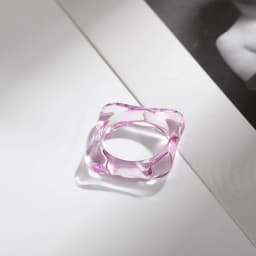 New Trendy Geometric Circle Stacked Finger Rings for Women Minimalist Transparent Multicolor Resin Acrylic Ring Korean Jewelry