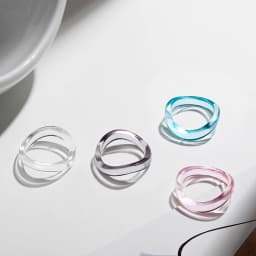 New Trendy Geometric Circle Stacked Finger Rings for Women Minimalist Transparent Multicolor Resin Acrylic Ring Korean Jewelry
