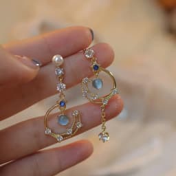 Chinese Style Folding Fan Modeling Crane Cloud Hanging Dangle Earrings for Women Hollow Asymmetric Drop Earring National Jewelry