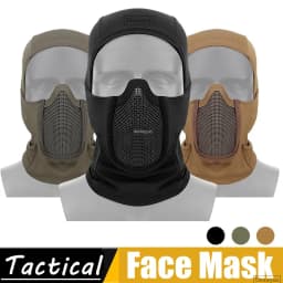 Tactical Balaclava Mesh Mask Airsoft Paintball Full Face Cover Ninja Style Hood Steel Metal Mask Foldable Design