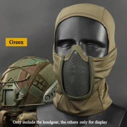 Tactical Balaclava Mesh Mask Airsoft Paintball Full Face Cover Ninja Style Hood Steel Metal Mask Foldable Design
