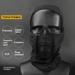 Tactical Balaclava Mesh Mask Airsoft Paintball Full Face Cover Ninja Style Hood Steel Metal Mask Foldable Design