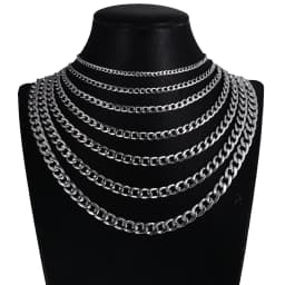 Width 3mm/4.5mm/5mm/6mm/7mm/7.5mm Stainless Steel Curb Cuban Link Chains Punk  Chain Necklace Chokers Jewelry For Men Women