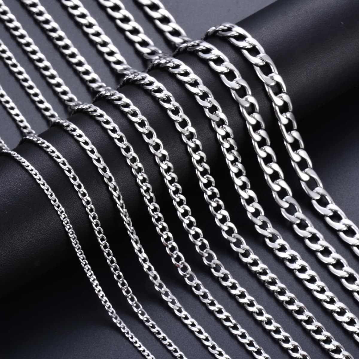 Width 3mm/4.5mm/5mm/6mm/7mm/7.5mm Stainless Steel Curb Cuban Link Chains Punk  Chain Necklace Chokers Jewelry For Men Women