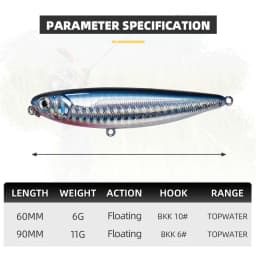 BLUX NATRIX 60/90 Topwater Pencil 60MM 90MM Surface Walker Fishing Lure Walk The Dog Artificial Saltwater Bass Hard Bait Tackle