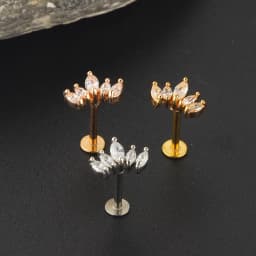 Crystal Flower Tragus Piercing Earring Flat 16G Cross Cartilage Piercing Stud Helix Jewelry Conch Rook Lobe Earring Labret Stud