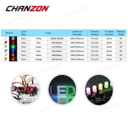 Diffused F5 5mm Led Diode Kit White Red Green Blue Yellow Orange 2V 3V Bulb Light Emitting Assortment Diy Arduino Pcb Circuit
