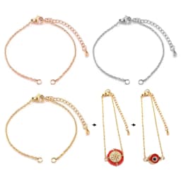 5pcs/lot Stainless Steel Width 1.5mm Adjustable Cuba Chain for Jewelry Making DIY Connector Charm Pendants Bracelets Anklet
