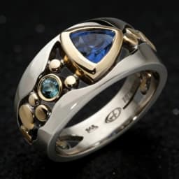 Elegant Women Silver and Gold Color Fashion Ring Hollow Out Inlaid Blue Stone Engagement Rings for Women Wedding Jewelry