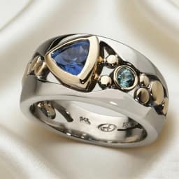 Elegant Women Silver and Gold Color Fashion Ring Hollow Out Inlaid Blue Stone Engagement Rings for Women Wedding Jewelry