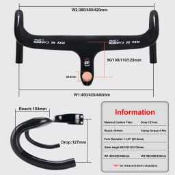 RXL SL Carbon Road Handlebar Integrated With Stem Racing Bike Speed 1-1/8"Black Internal Routing Drop Handle Bars For Bicycle