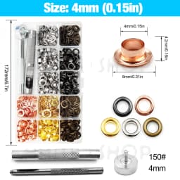 200pcs Metal Eyelet Gromment Kit Eyelet Punch Install Tool Set With Storage Box For LeatherCraft Shoes Belt Cap Bag Tags Clothes