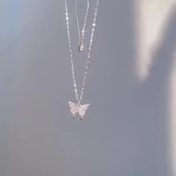 New Shiny Butterfly Necklace Ladies Exquisite Double Layer Clavicle Chain Necklace Jewelry for Ladies Gift