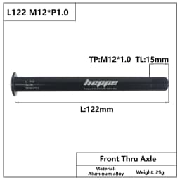 HEPPE MTB Road Bike Thru Axle Front Fork Shaft Skewers Rear Hub Thru Axle 12x142 12x148 12x100 12x110 M12xP1.0/P1.5 Bike Parts