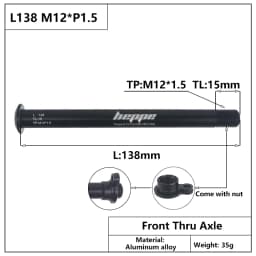 HEPPE MTB Road Bike Thru Axle Front Fork Shaft Skewers Rear Hub Thru Axle 12x142 12x148 12x100 12x110 M12xP1.0/P1.5 Bike Parts