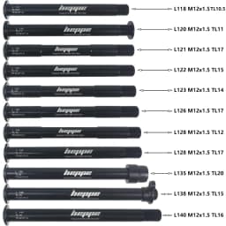 HEPPE MTB Road Bike Thru Axle Front Fork Shaft Skewers Rear Hub Thru Axle 12x142 12x148 12x100 12x110 M12xP1.0/P1.5 Bike Parts