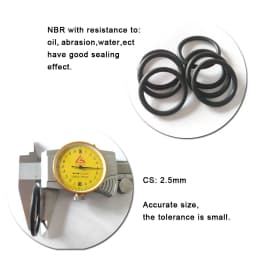 NBR Seal Ring Gasket CS 2.5mm Nitrile Butadiene Rubber Oring Washer OD 7mm~100mm Abrasion Resistance Water-Proof