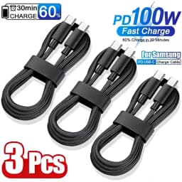 5A PD 100W Dual USB C Super Fast Charge Cable for Samsung S22 S23 S24 Plus Note 20 Ultra A53 A54 A55 Quick Charging Data Cable