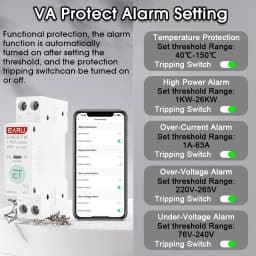 EARU Tuya WiFi Smart Circuit Breaker MCB 63A Timer Power Energy kWh Voltage Current Meter Protector Voice Remote Control Switch