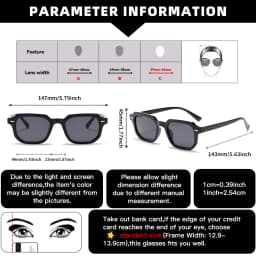1Pc Men's Fashion Glasses New Trendy Square Frame Retro Rivet Y2K Music Festival Cool Street Style Decoration Suitable for Daily
