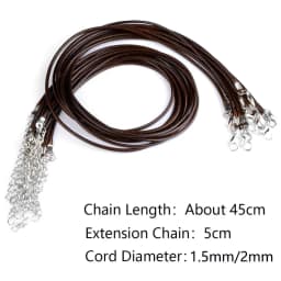 20Pcs/lot 45+5cm Leather String Cord Wax Braided 1.5/2mm Rope Adjustable Chain Lobster Clasp Necklaces Pendant Jewelry Findings