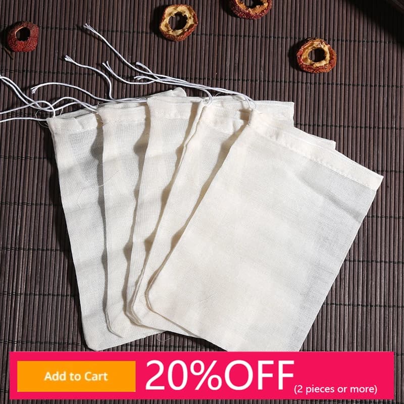 5 PC Cotton Muslin Drawstring Bag For Home Brew Wine Beer Sieve Juice Vegetable Coffee Filter Cooking Herbs Tea Gift Packaging