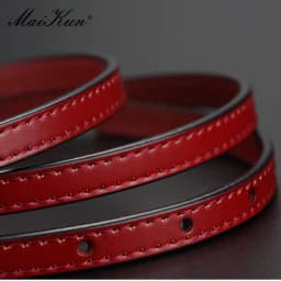 Maikun Women Belts Alloy Pin Buckle Genuine Leather Thin Belt Female Waistband for Jeans Dresses Pants