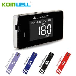 4 In1 Multi-Function Cholesterol Meter Uric Acid&Hemoglobin Blood Glucose Test Strips Kit for Diabetes Gout Device with Lancets