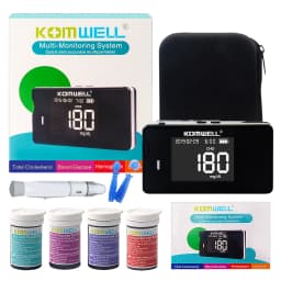 4 In1 Multi-Function Cholesterol Meter Uric Acid&Hemoglobin Blood Glucose Test Strips Kit for Diabetes Gout Device with Lancets