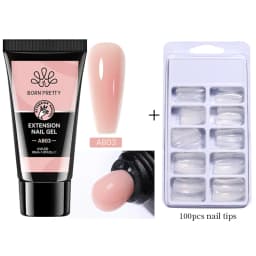 BORN PRETTY 30ml Glitter Acrylic Gel Finger Extension Nail Polish Silver Pink Extension Gel Polish Soak Off Nail Slip Solution