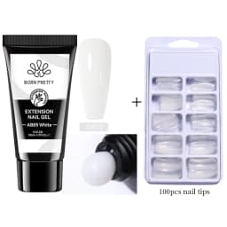 BORN PRETTY 30ml Glitter Acrylic Gel Finger Extension Nail Polish Silver Pink Extension Gel Polish Soak Off Nail Slip Solution